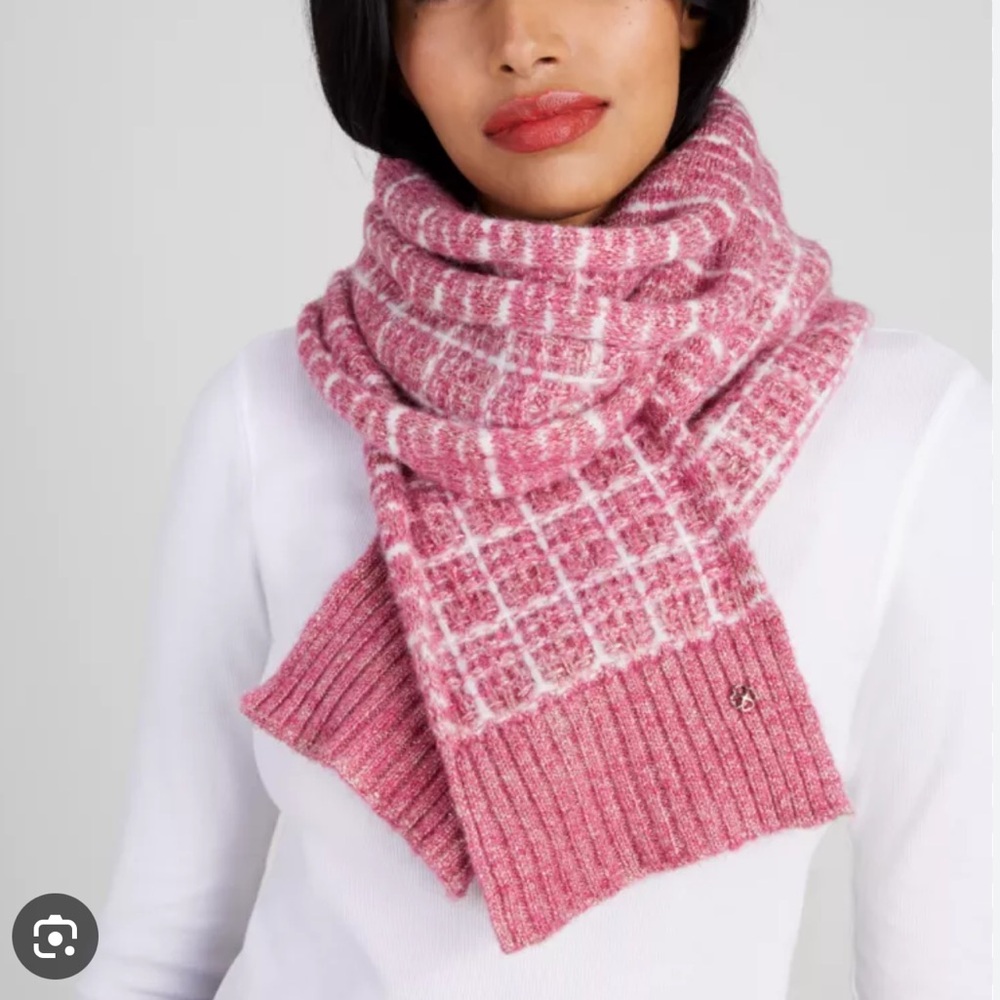 Kate Spade tweed knit scarf in grapefruit soda